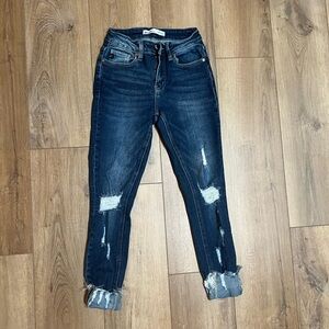 KanCan size 24 Dark Blue Distressed Ankle Jeans
